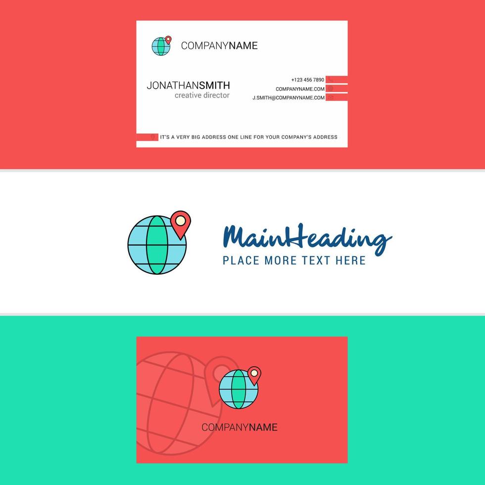 Beautiful Location on globe Logo and business card vertical Design Vector
