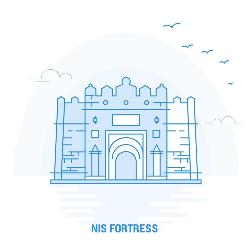 nis fortaleza azul hito fondo creativo y plantilla de póster vector