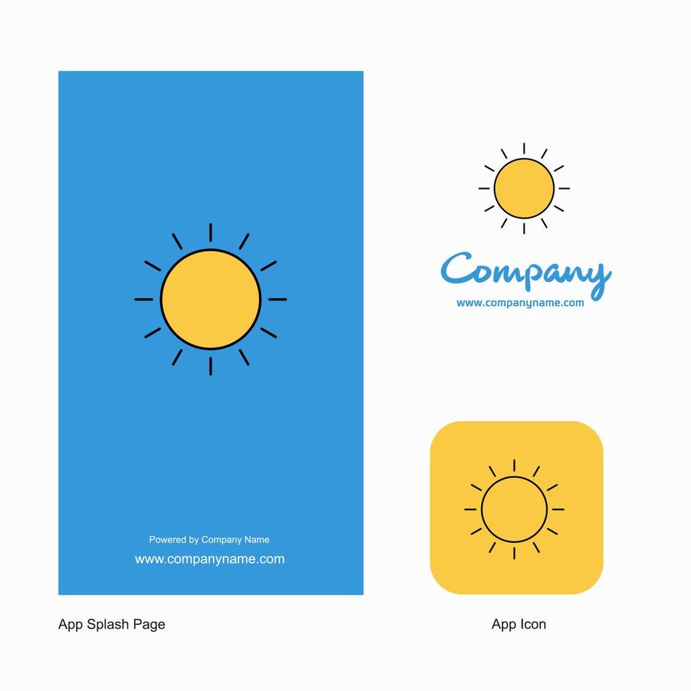 icono de la aplicación del logotipo de la empresa sun y diseño de la página de presentación elementos de diseño de aplicaciones comerciales creativas vector