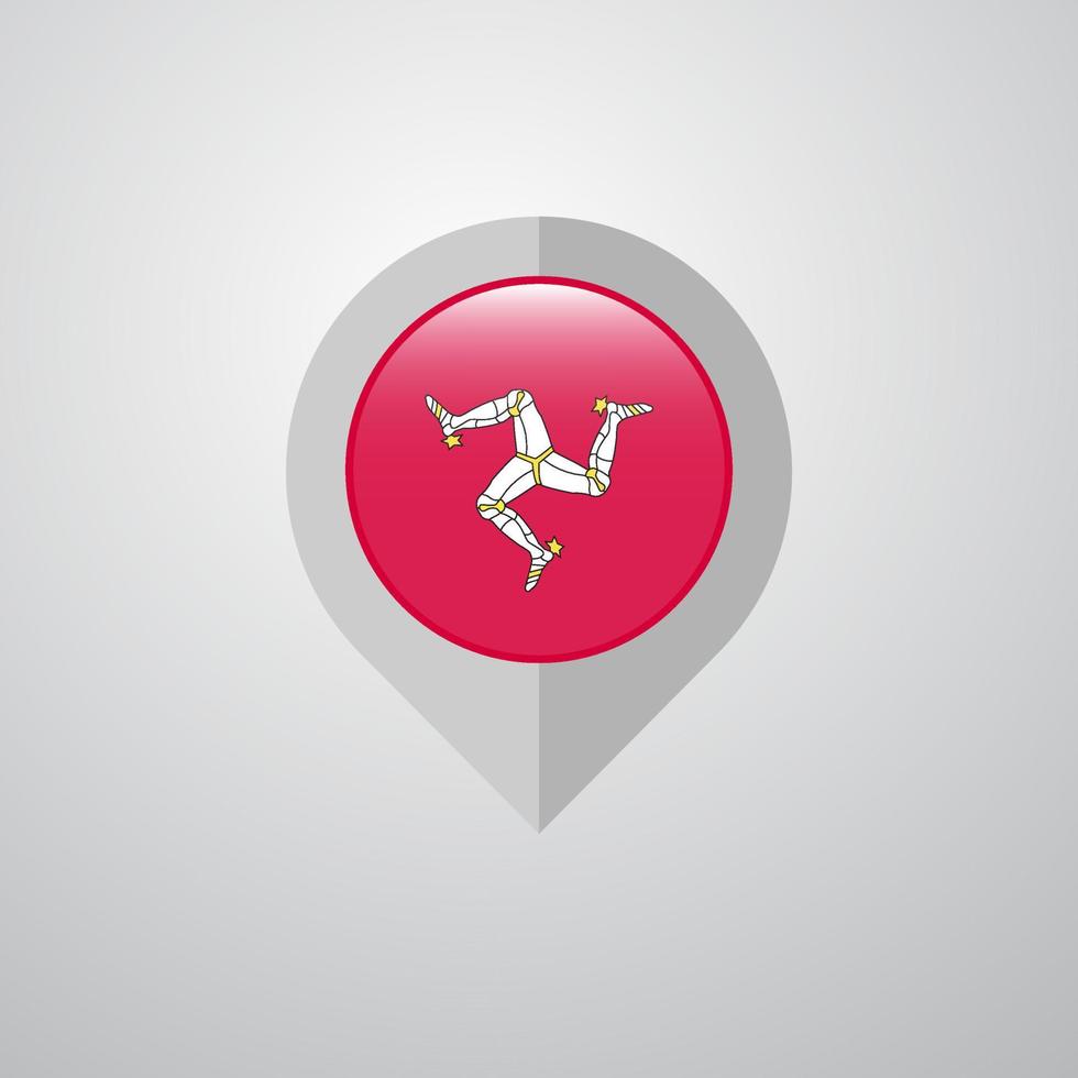 Map Navigation pointer with Isle of Man flag design vector