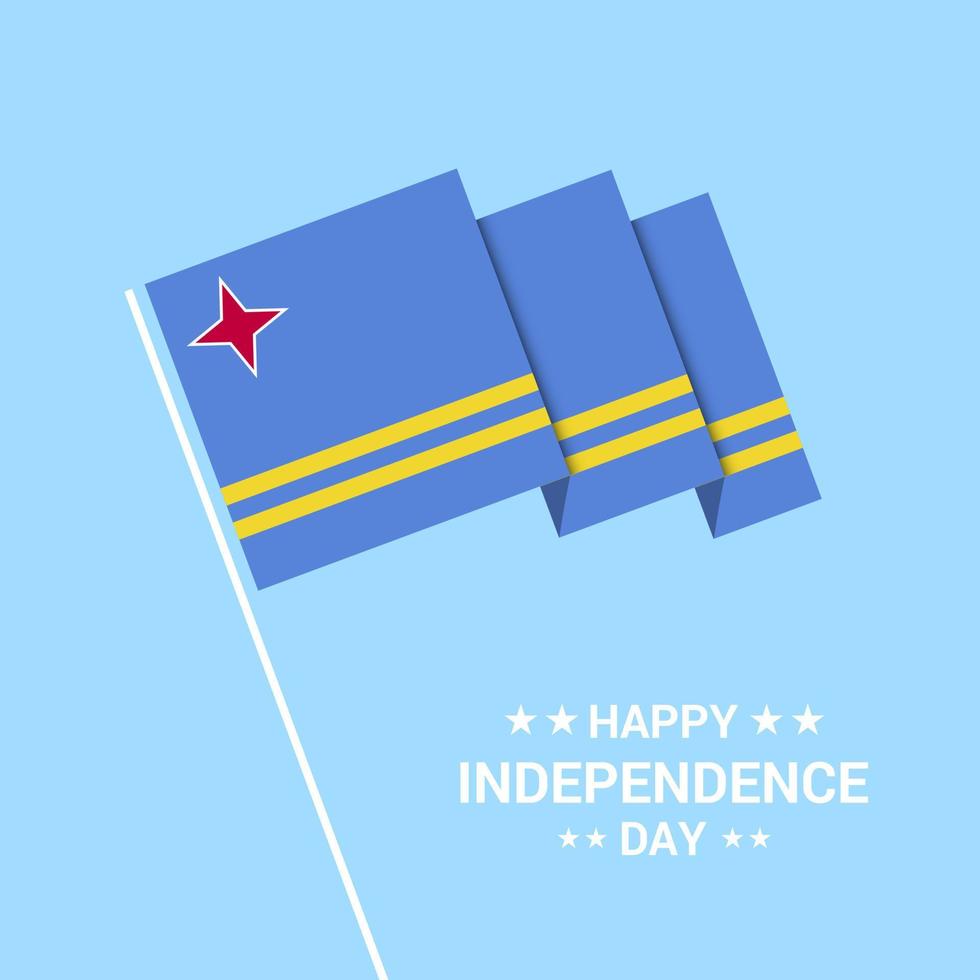 diseño tipográfico del día de la independencia de aruba con vector de bandera