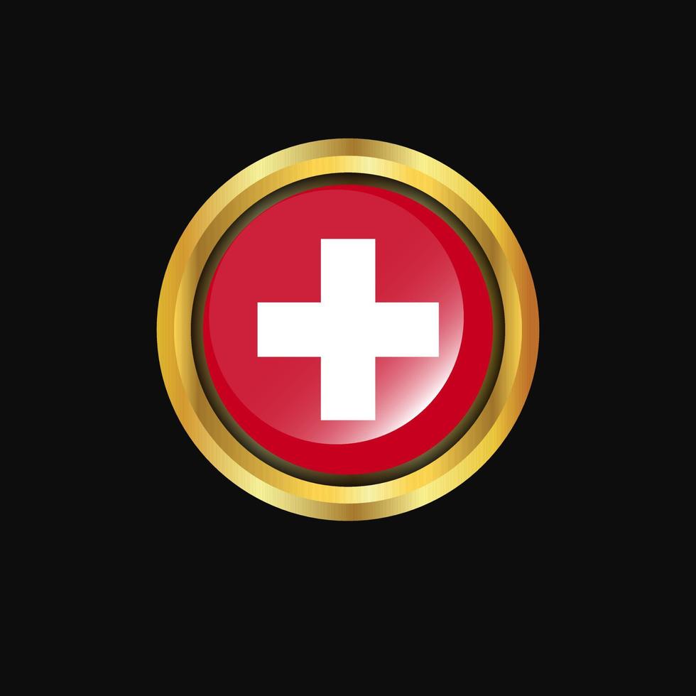 Switzerland flag Golden button vector