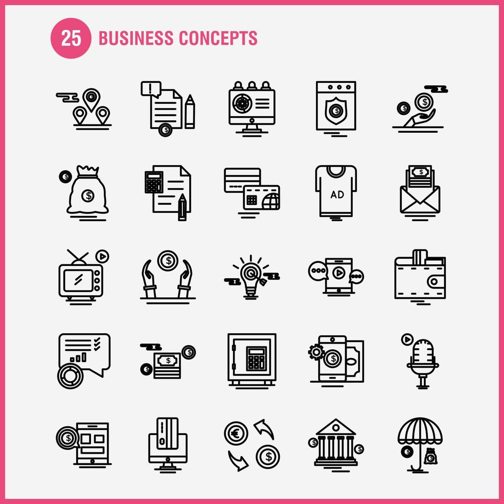 Business Concepts Line Icons Set For Infographics Mobile UXUI Kit And Print Design Include Document File Text Text File Idea Bulb Target Collection Modern Infographic Logo and Pictogram vector