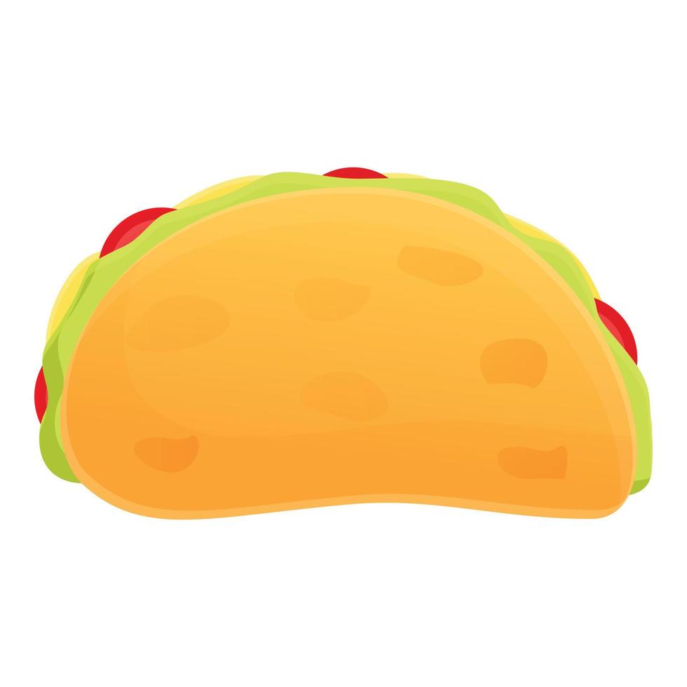 Traditional taco icon, cartoon style vector