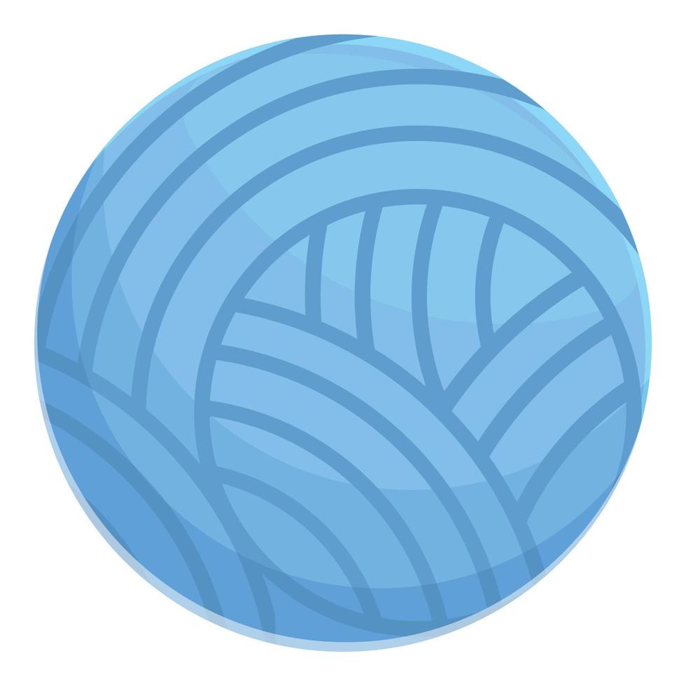 Knitting blue ball icon, cartoon style vector