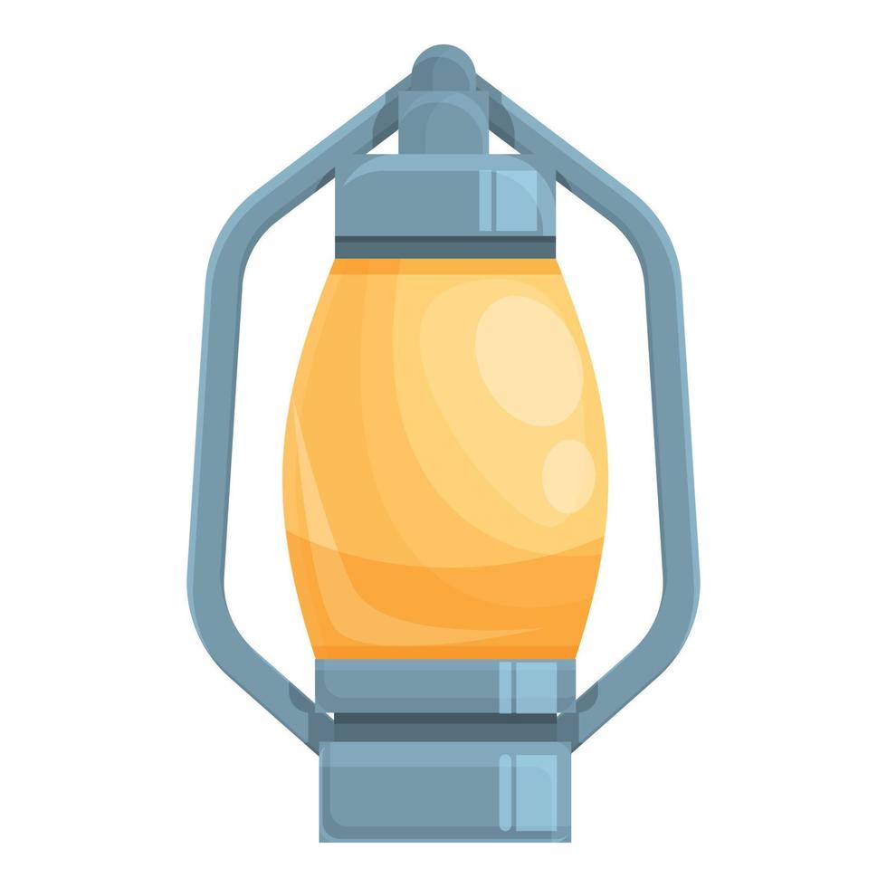 Camping oil lamp icon, cartoon style vector