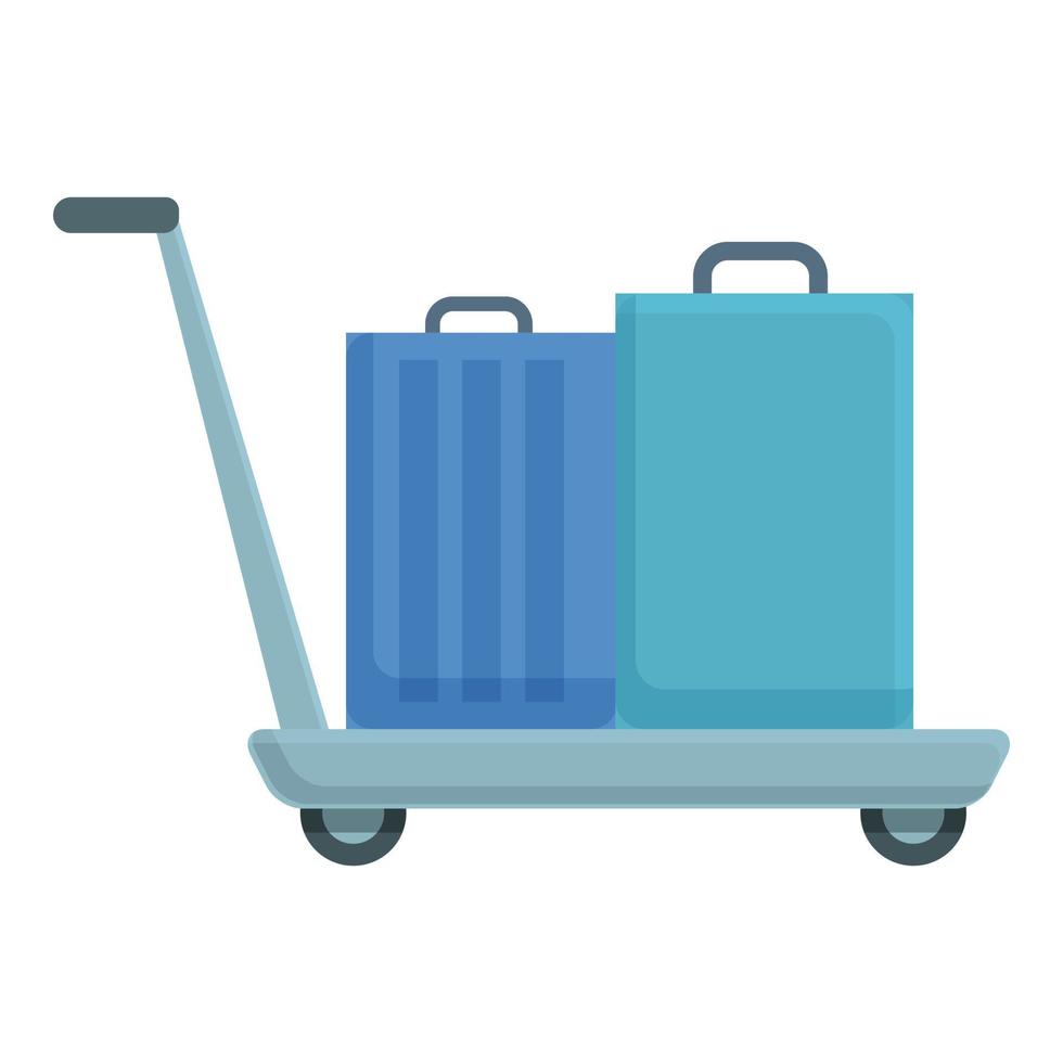 Summer luggage trolley icon cartoon vector. Airport travel vector