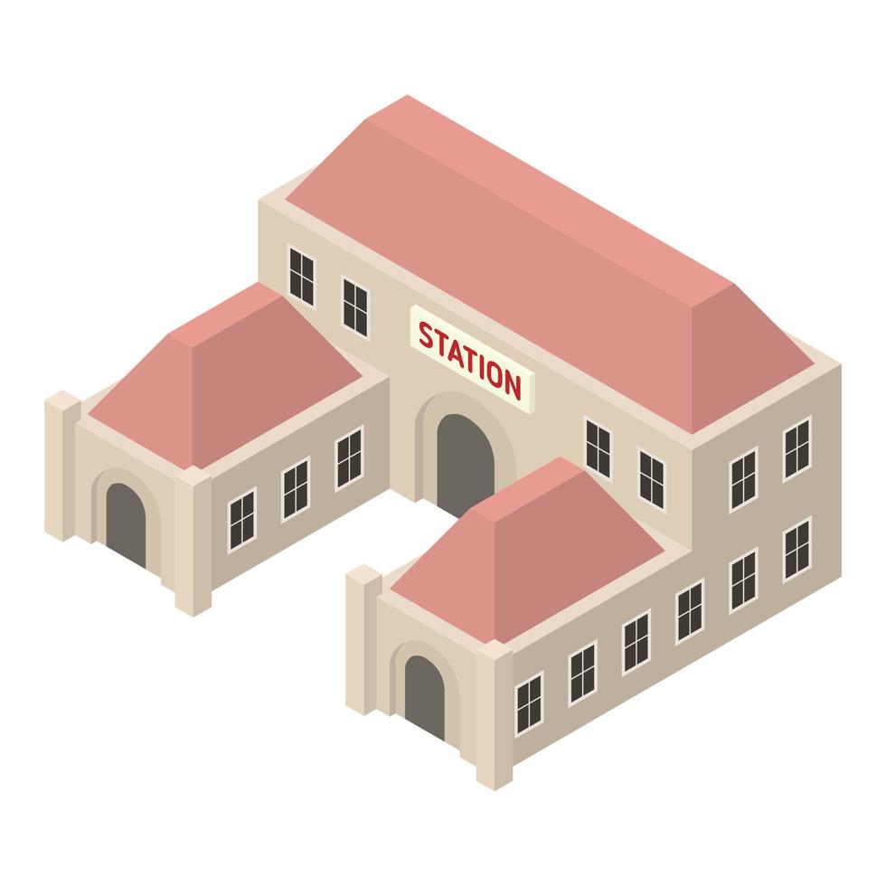 City railway station icon, isometric style vector