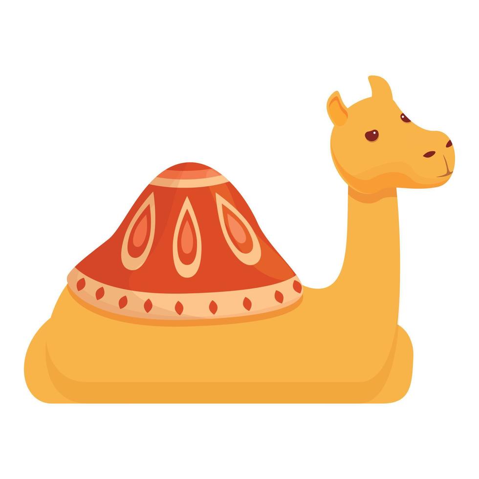 Resting camel icon, cartoon style vector
