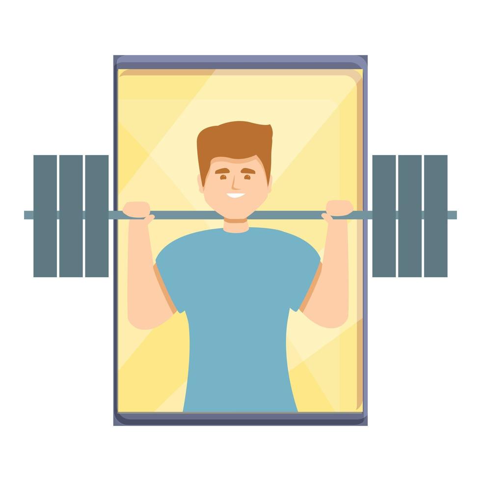 icono de blog de fitness de barra, estilo de dibujos animados vector