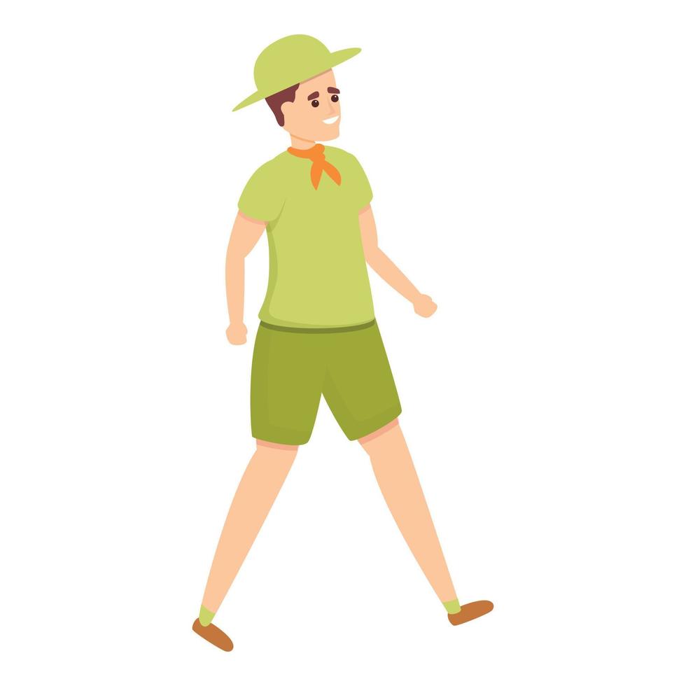 Scouting walking icon, cartoon style vector
