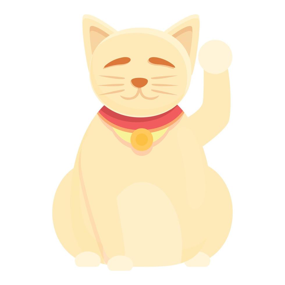 Big lucky cat icon, cartoon style vector