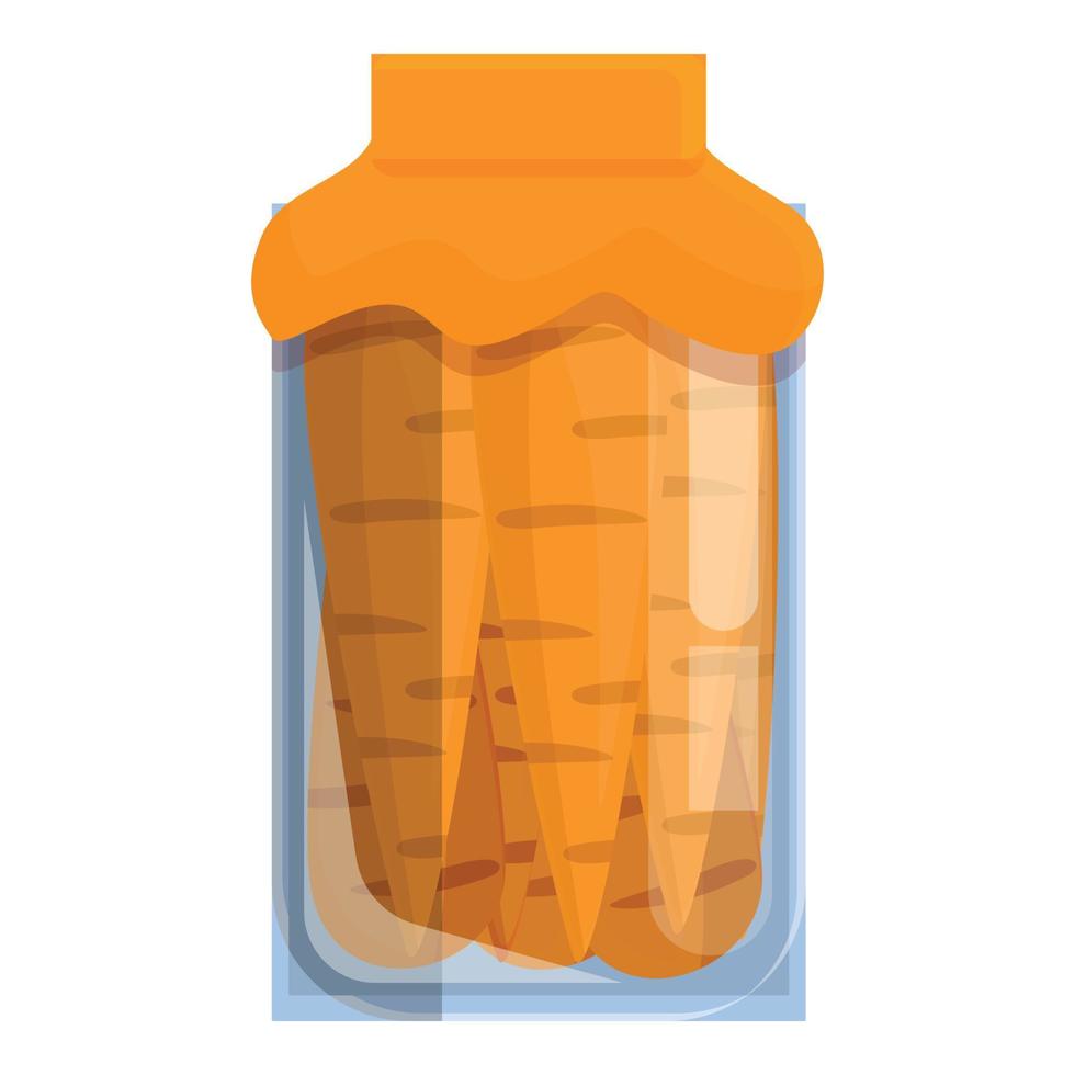 Pickled carrots icon, cartoon style vector