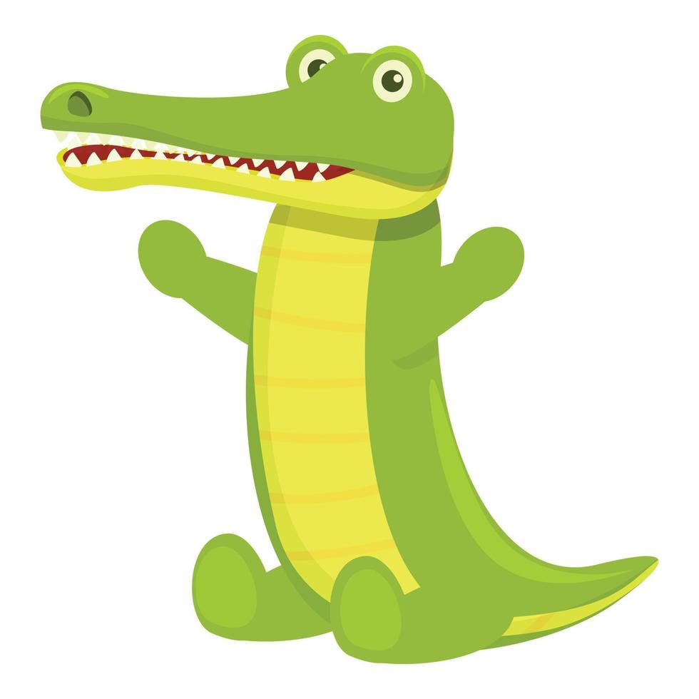 icono de cocodrilo feliz, estilo de dibujos animados vector