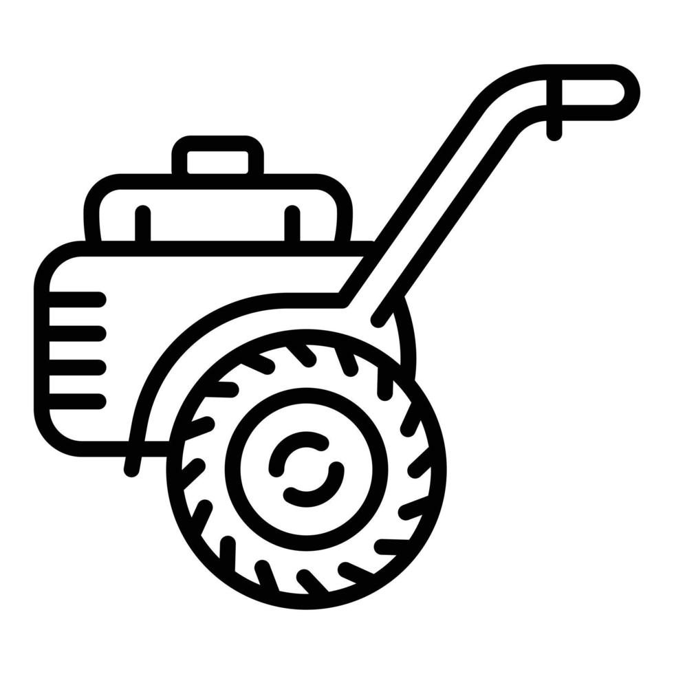 Farm walk-behind tractor icon, outline style vector