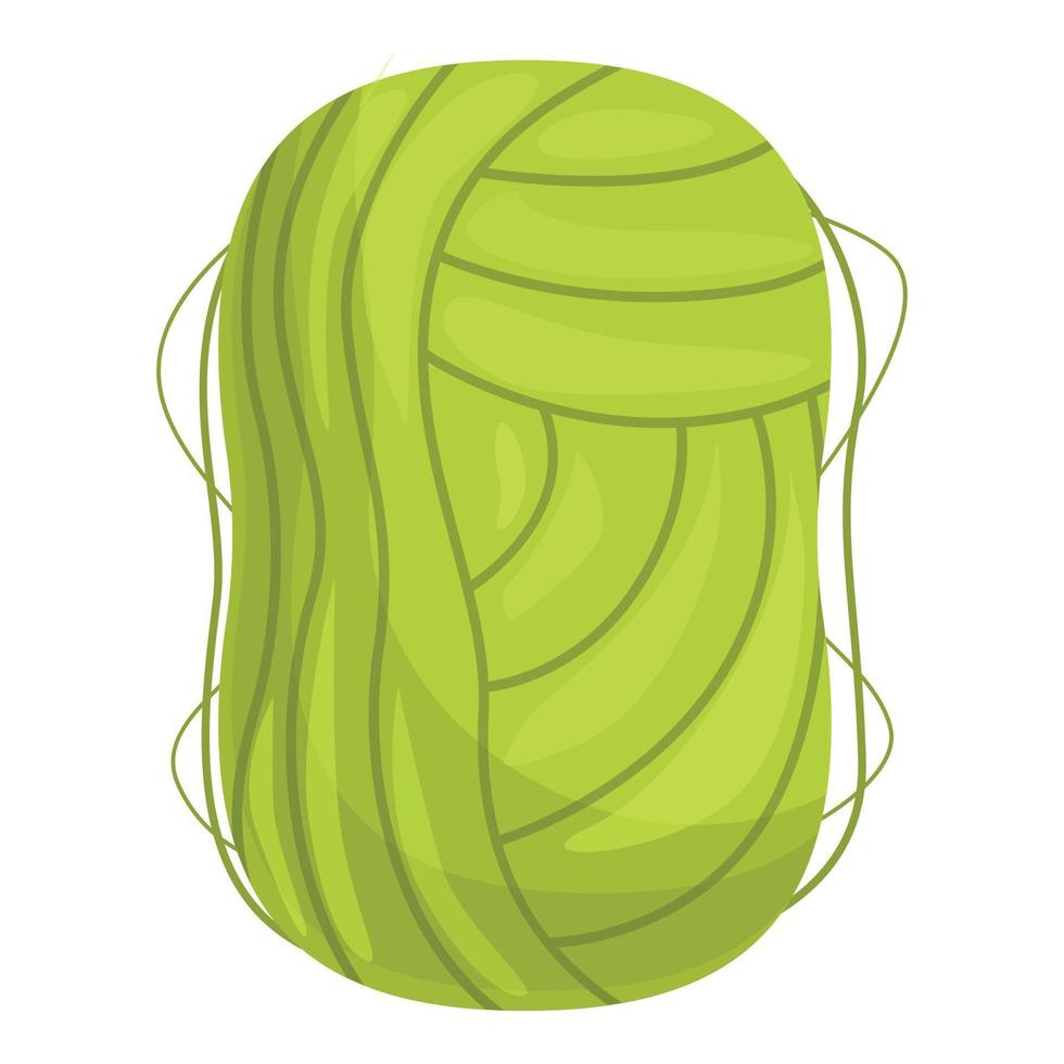 icono de hilo verde de tejer, estilo de dibujos animados vector