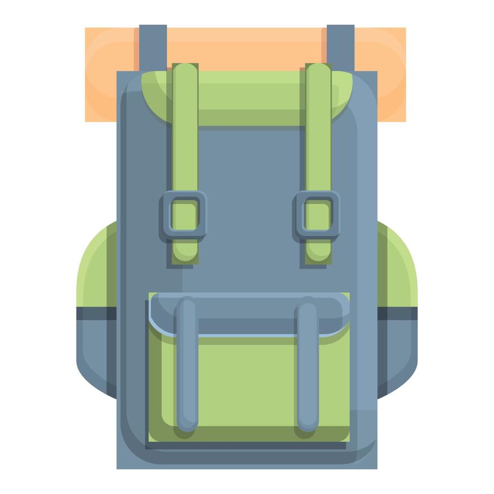 Hiking backpack icon, cartoon style vector