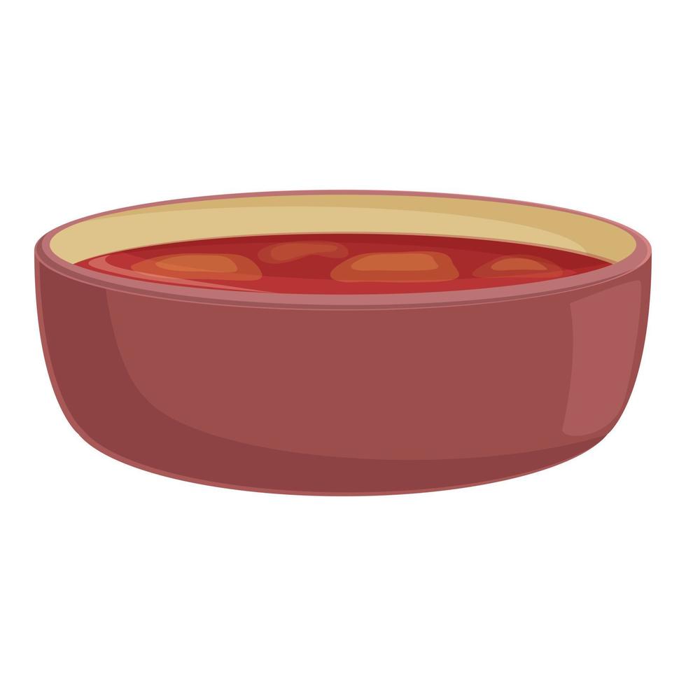 vector de dibujos animados de icono de sopa roja. cena comida