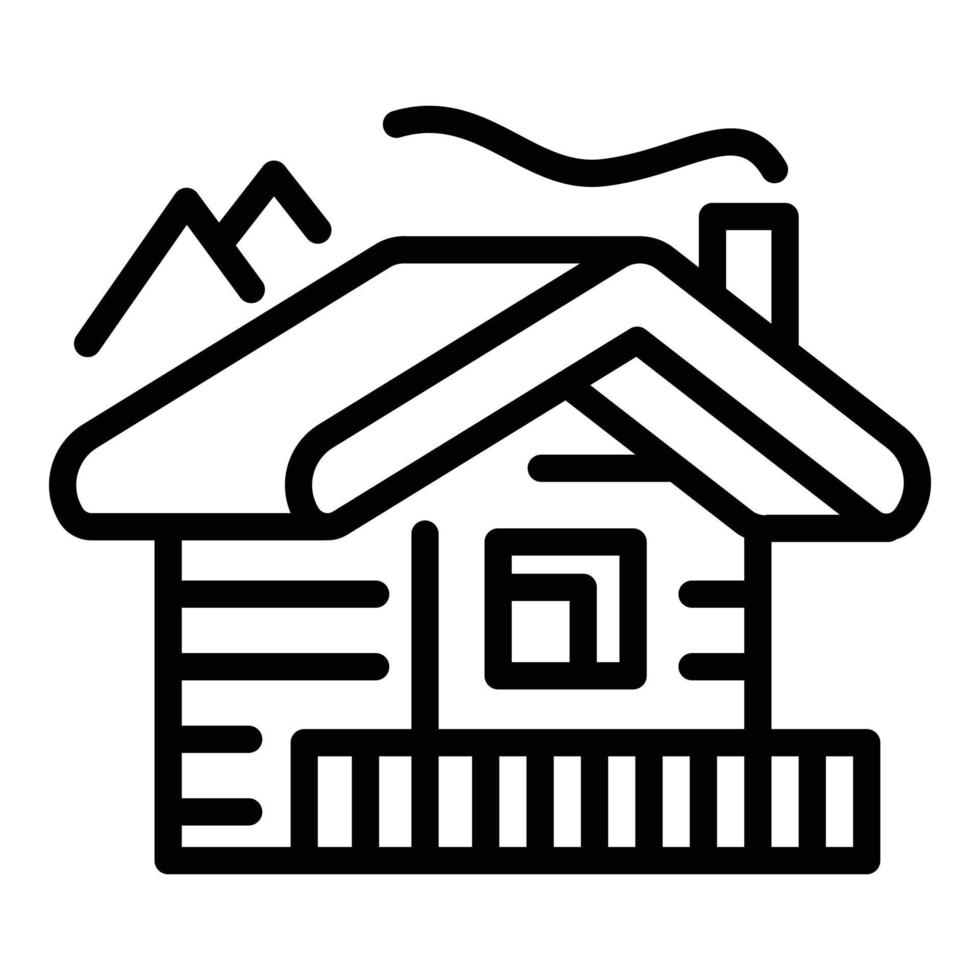 icono de cabaña de montaña, estilo de esquema vector