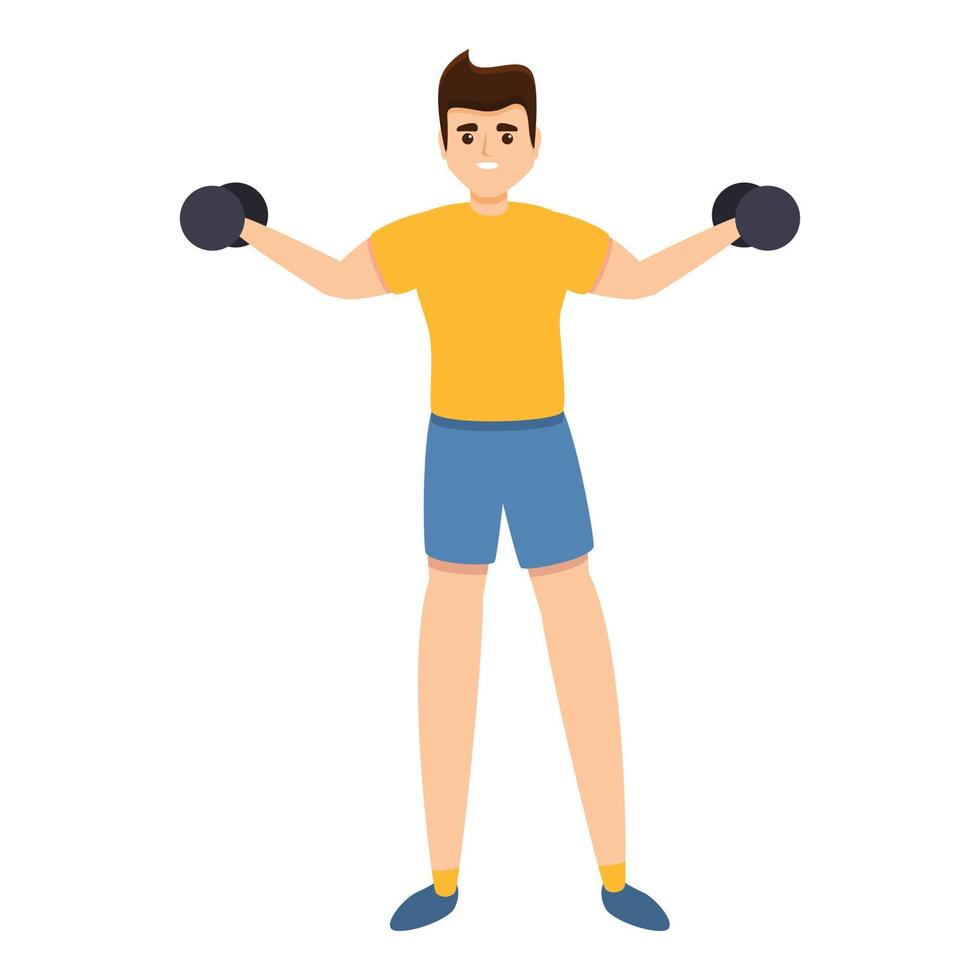 Morning physical activity icon, cartoon style vector
