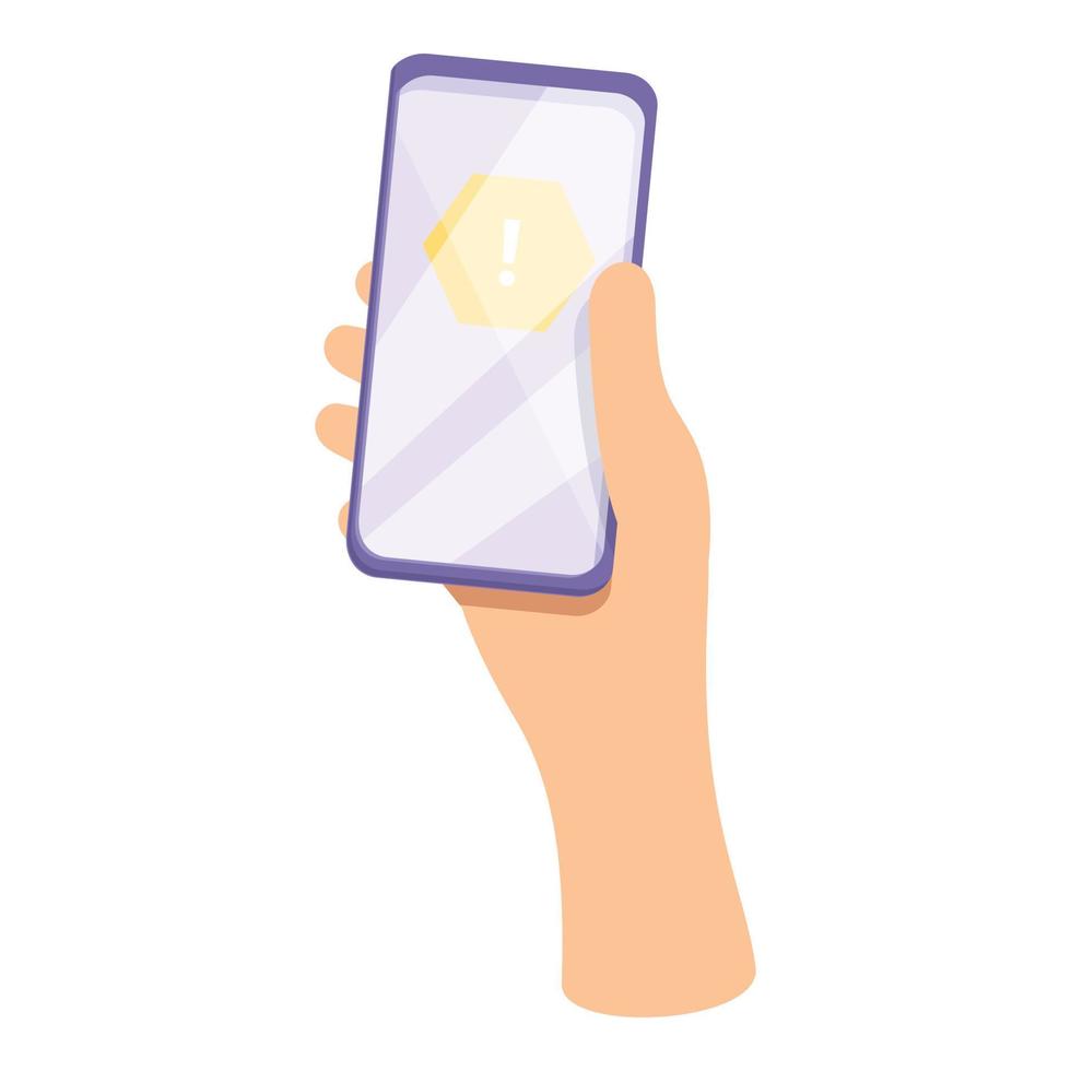Alert smartphone icon, cartoon style vector