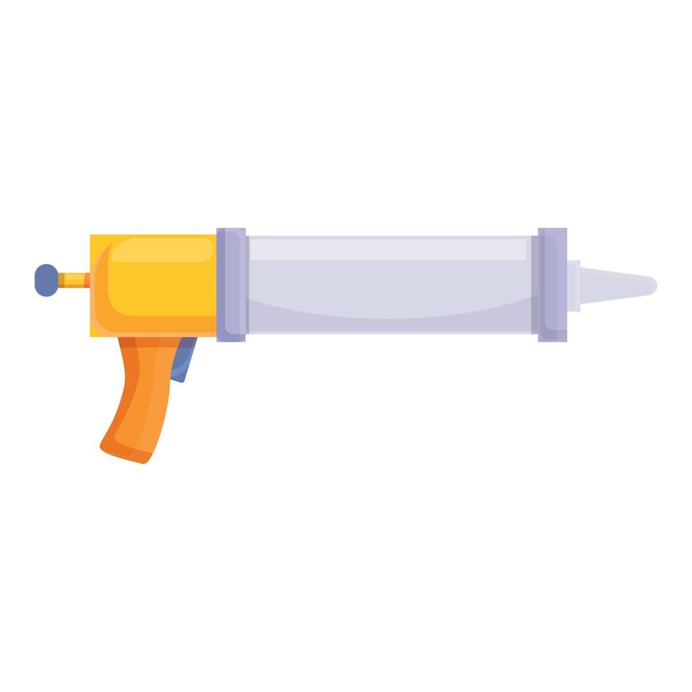 Fill silicone caulk gun icon, cartoon style vector