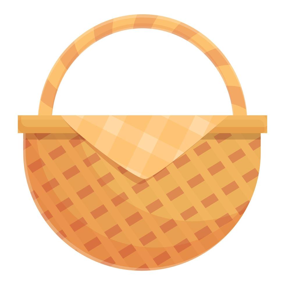 Woven basket icon, cartoon and flat style vector