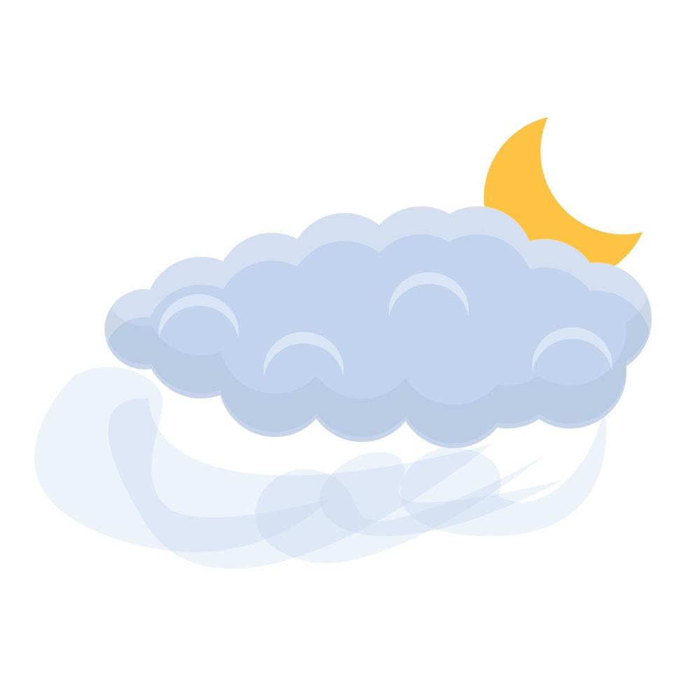 Moon cloud icon, cartoon style vector