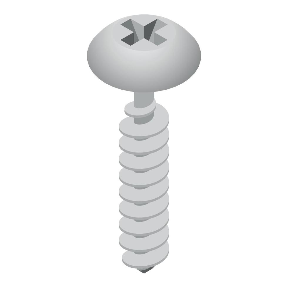 Metal screw icon, isometric style vector