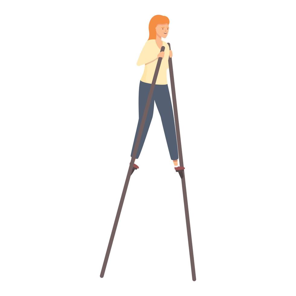 Stilt girl icon cartoon vector. Circus walker vector