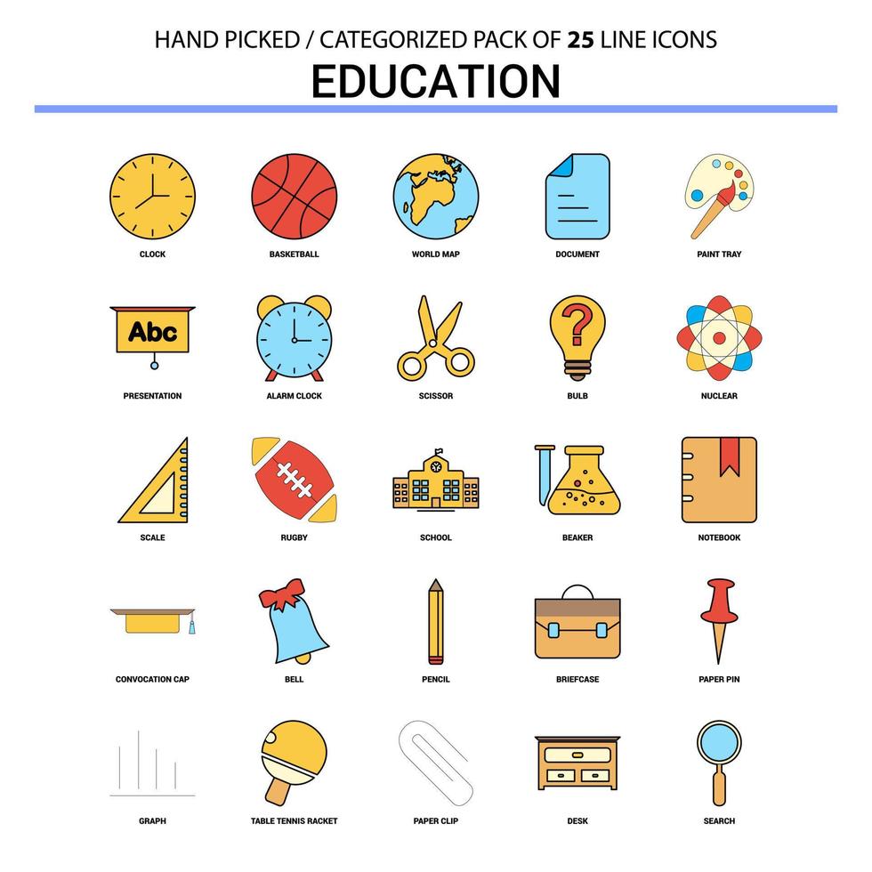 conjunto de iconos de línea plana de educación diseño de iconos de concepto de negocio vector