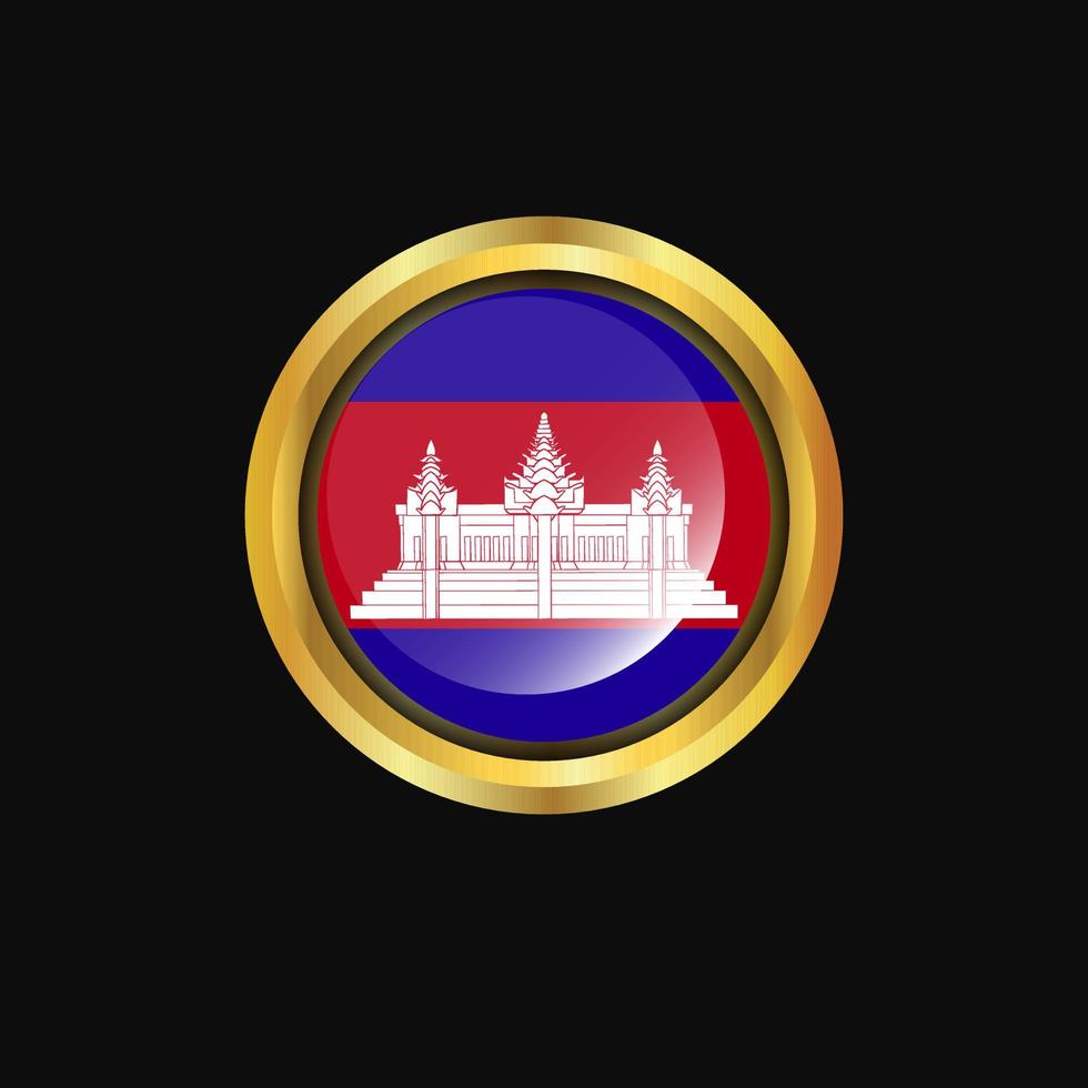 botón dorado de la bandera de camboya vector