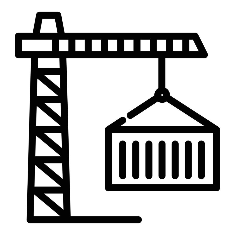 Marine port crane icon, outline style vector