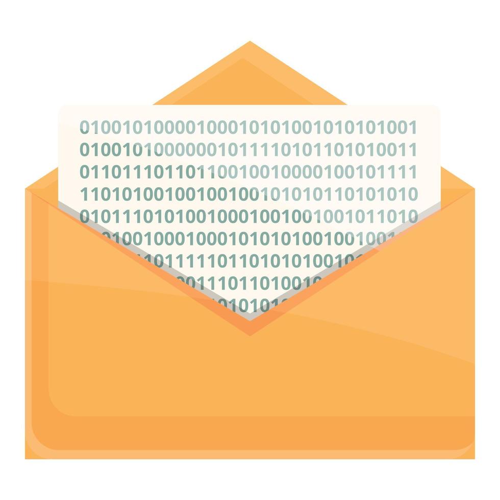 Cipher email icon, cartoon style vector