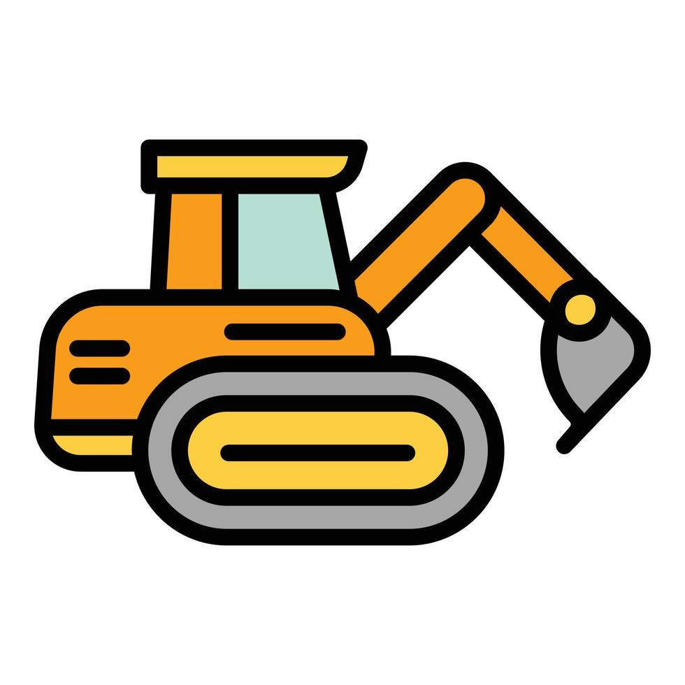 Construction excavator icon outline vector. Harvest farm vector