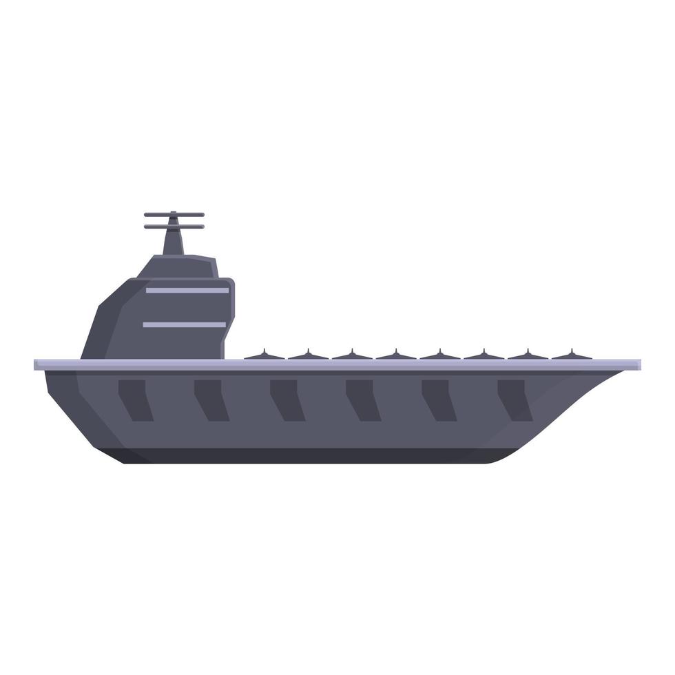 Aircraft carrier icon, cartoon style vector