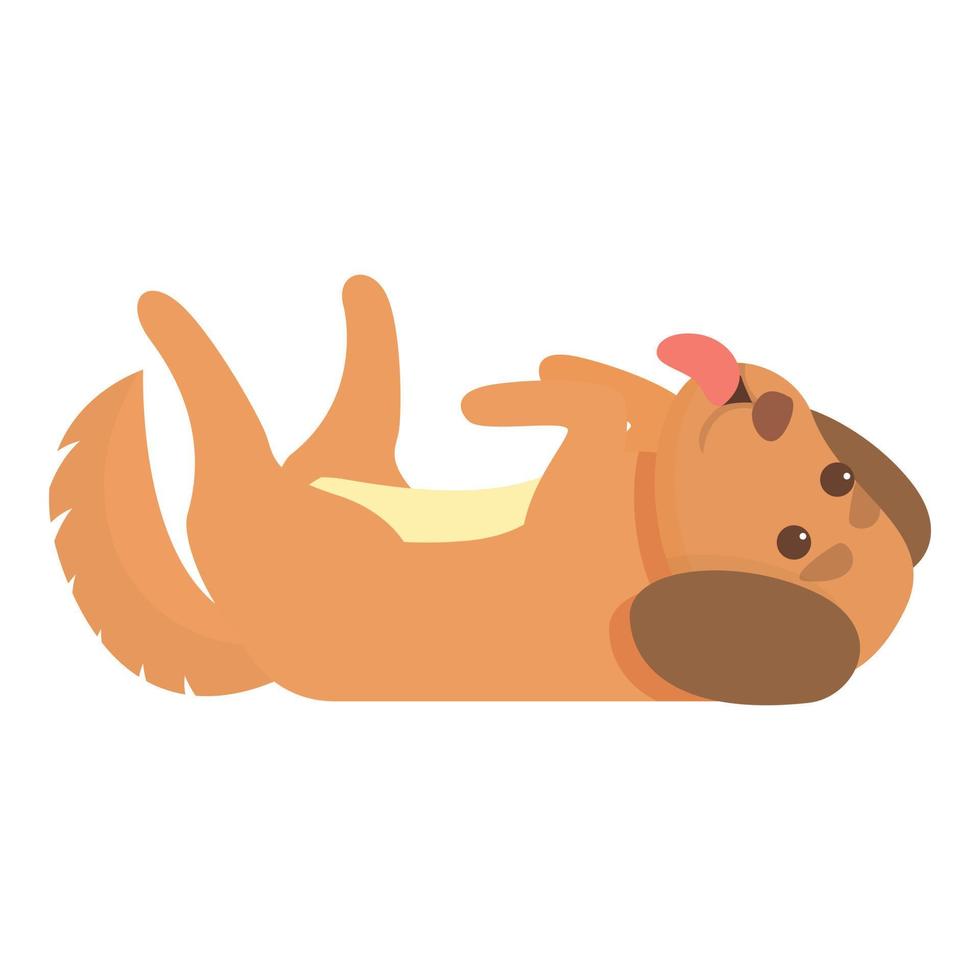 Playful dog on back icon, cartoon style vector