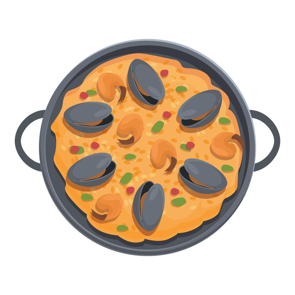 vector de dibujos animados de icono de almuerzo de paella. Cocina española