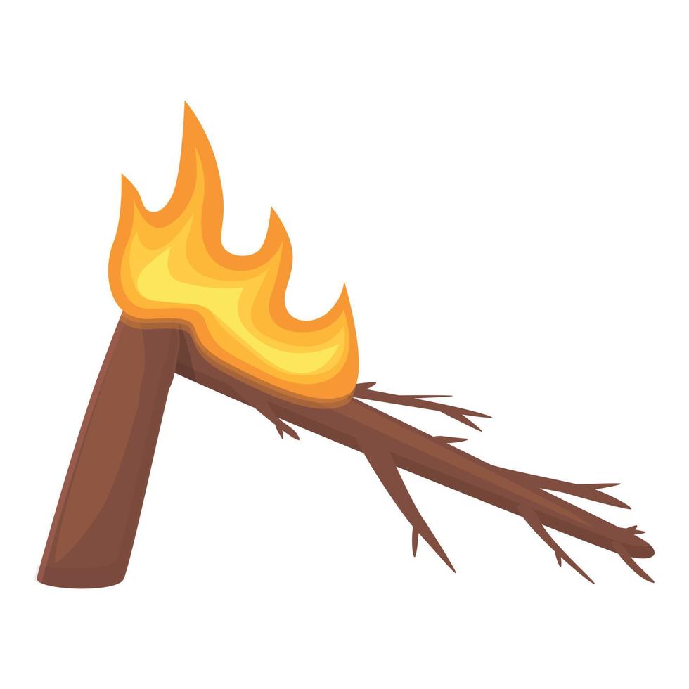 icono de quema de árboles viejos, estilo de dibujos animados vector