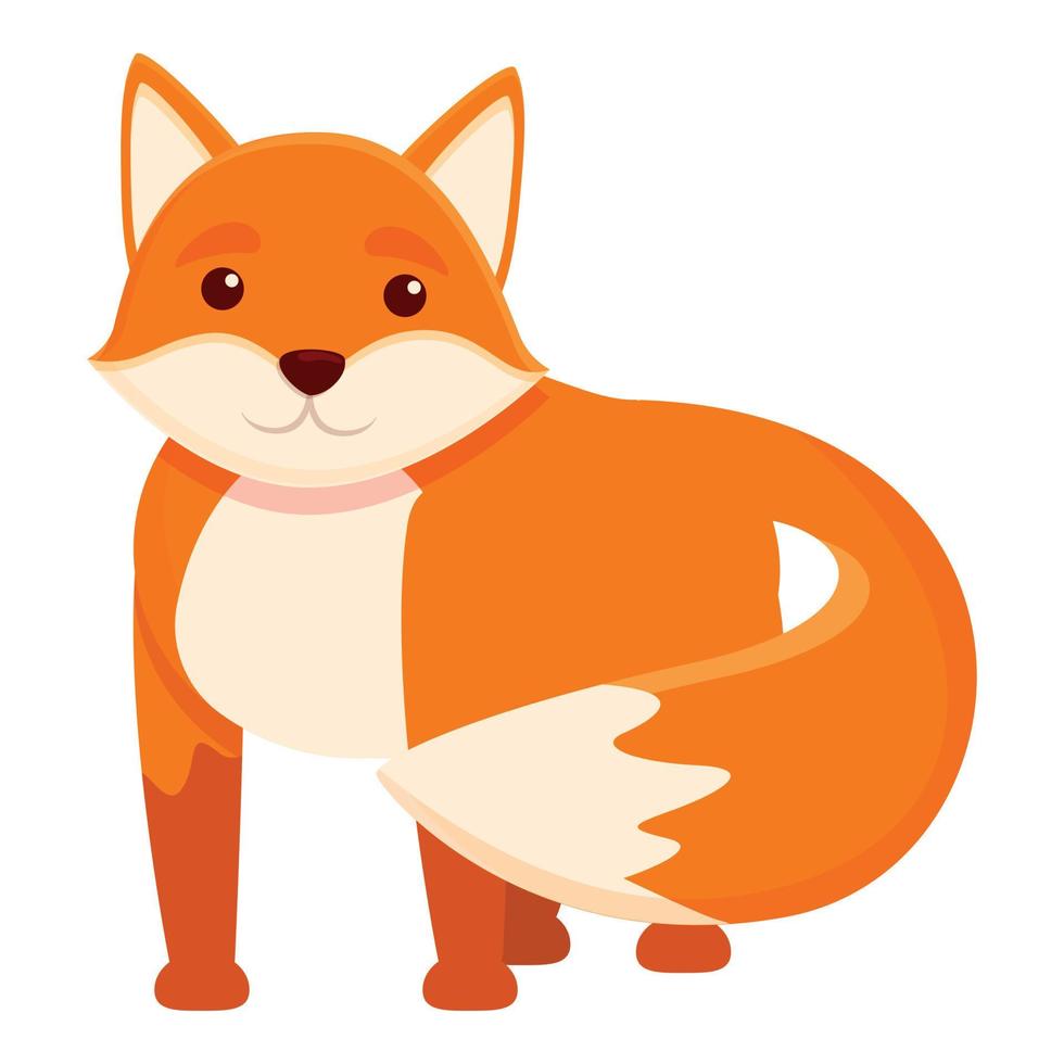 Cute smiling fox icon, cartoon style vector