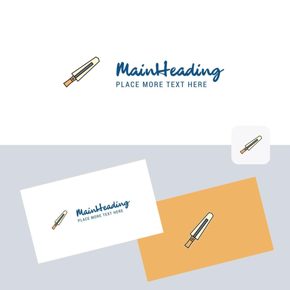 Sword vector logotype with business card template Elegant corporate identity Vector