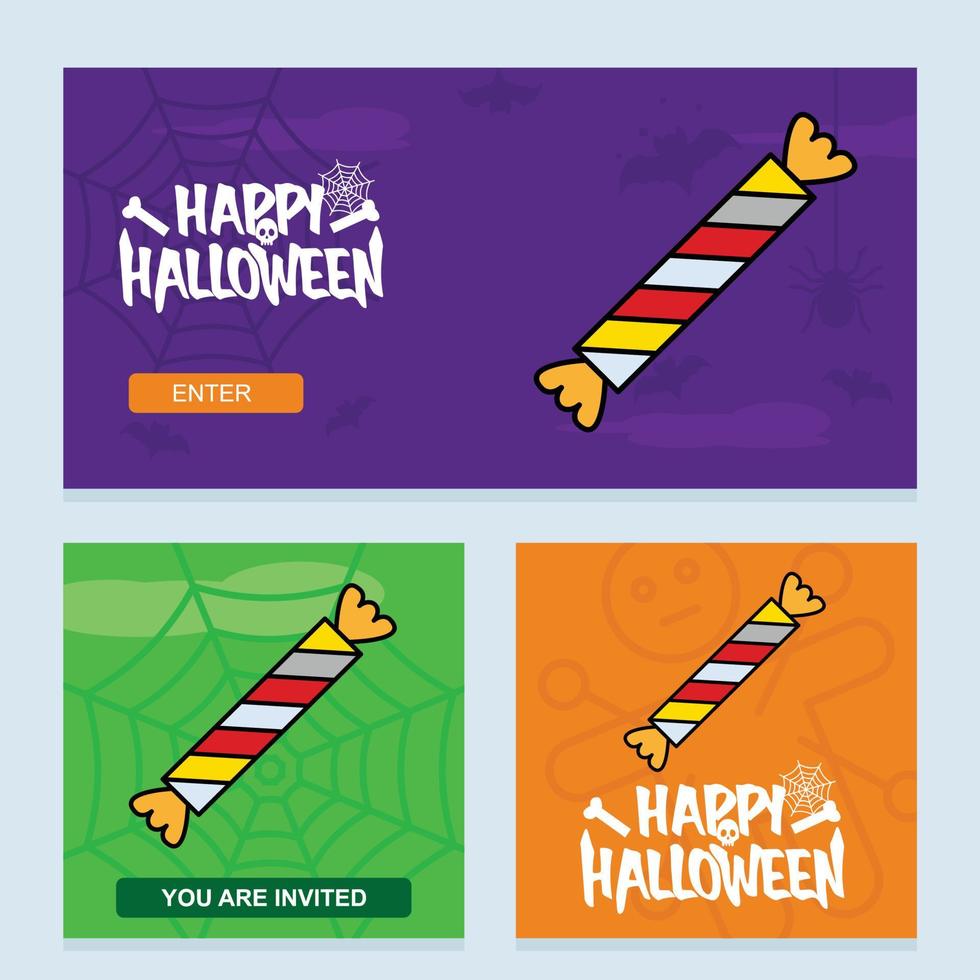 Happy Halloween invitation design with candy vector