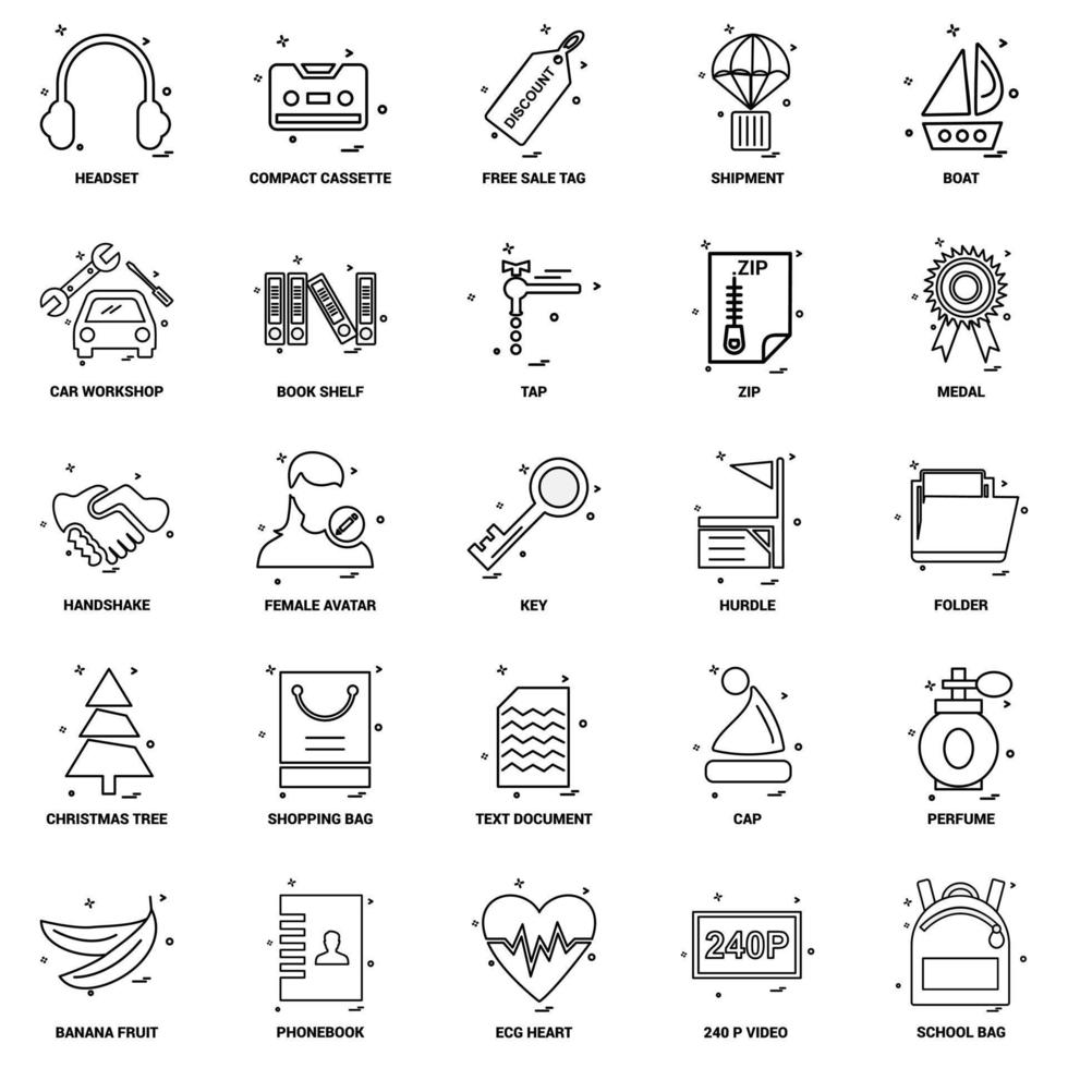 25 Business Concept Mix Line Icon set vector