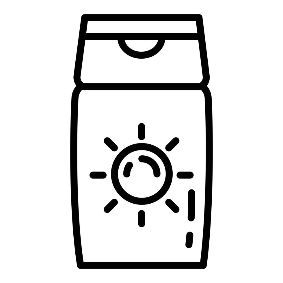 icono de botella de crema de protección solar, estilo de esquema vector