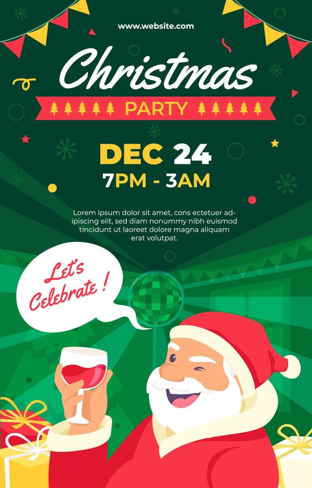 Santa Claus Enjoying his Drink in the Party Christmas Poster vector