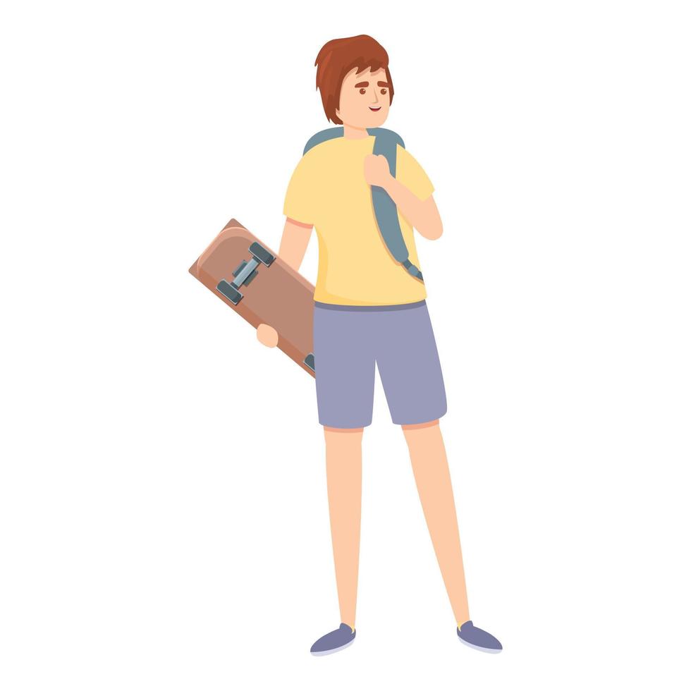 Boy with skate icon, cartoon style vector