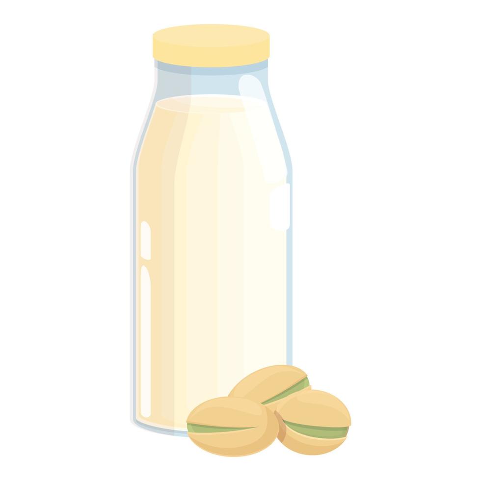 Pistachio milk bottle icon cartoon vector. Vegetable drink vector