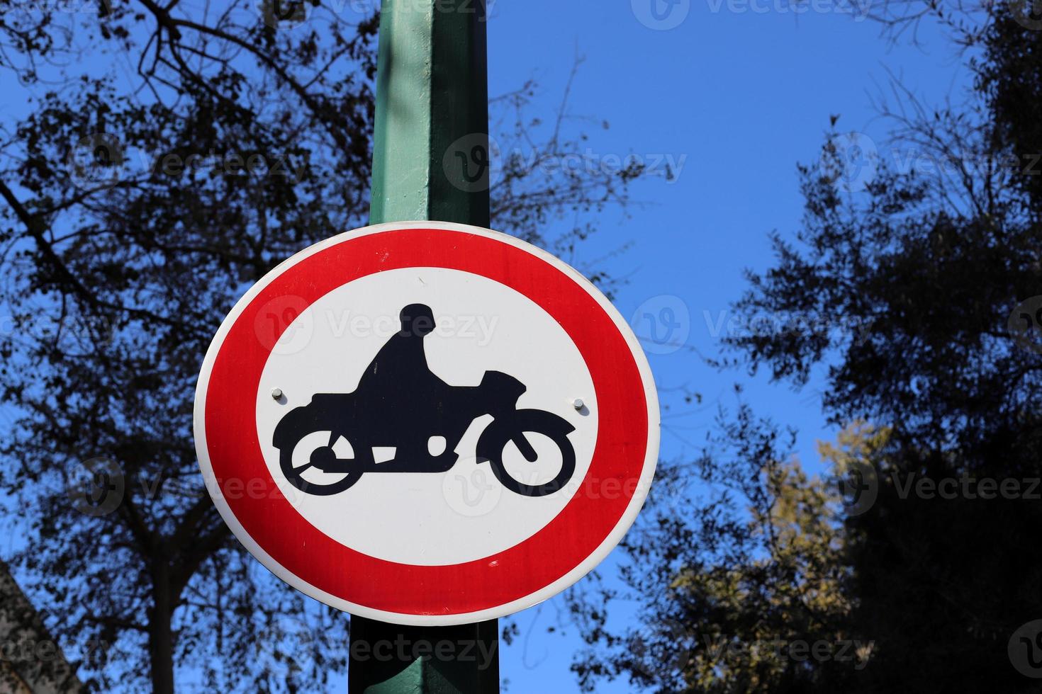 Road information sign installed on the side of the road in Israel. photo