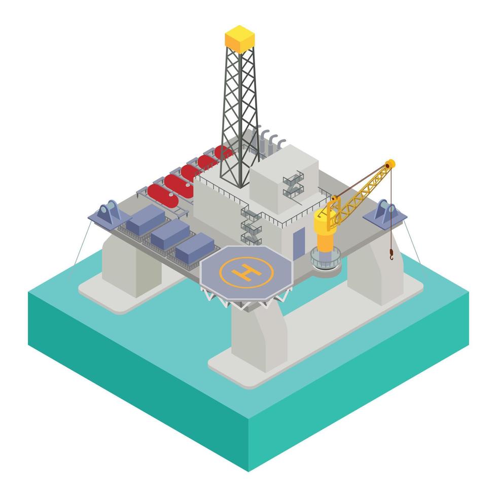 icono de plataforma de extracción de aceite, estilo isométrico vector