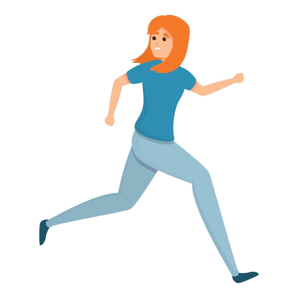 icono de chica corriendo asustada, estilo de dibujos animados vector